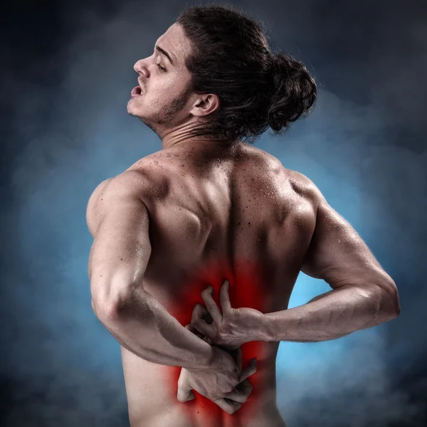 Fiatal sportoló egy fájdalmas Szúró fájdalom — Stock Fotó