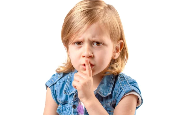 Cute girl making hush sign — Stock Photo, Image