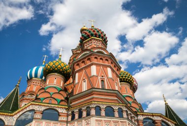 Saint Basils katedralde kış gün batımında, Moskova Kızıl Meydan,