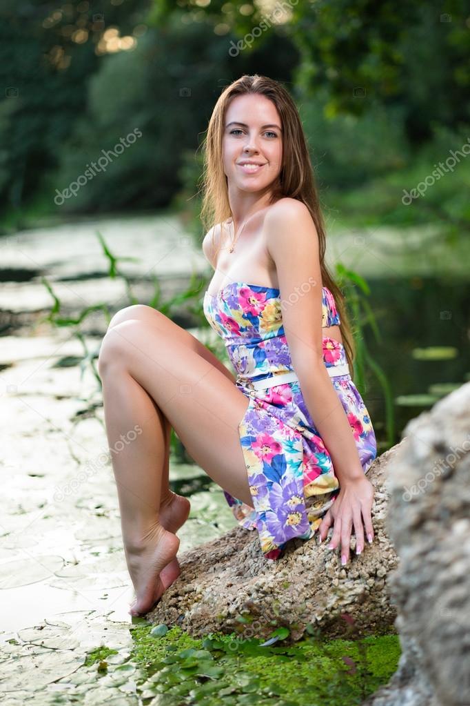 Beautiful girl relaxing in water Stock Photo by ©jenoche 123113808