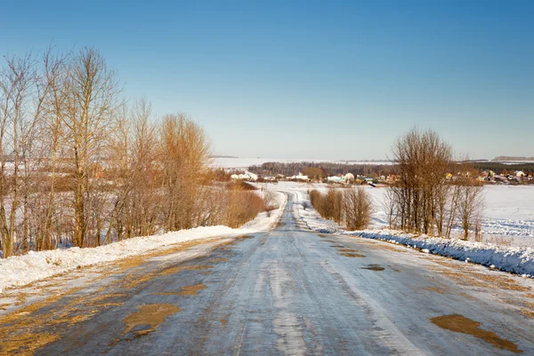 Estrada coberta de neve — Fotografia de Stock