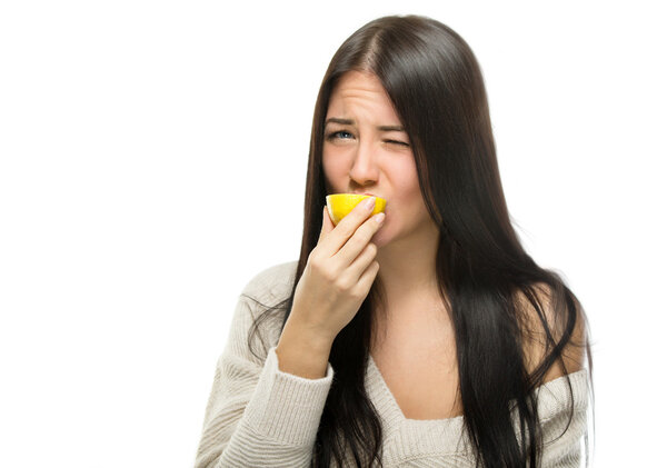 woman with lemons