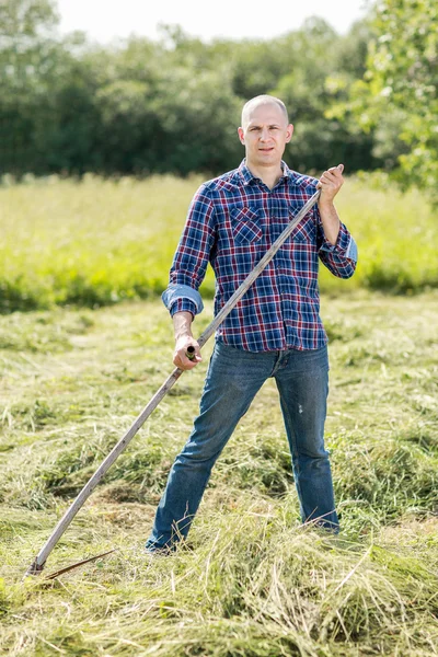 El hombre en el Haymaking — Foto de Stock