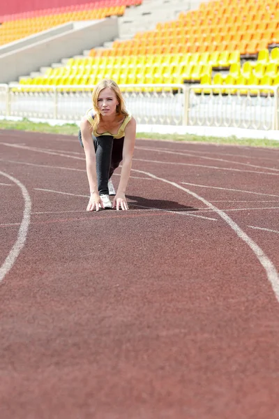Woman running outdoors training — Stock Photo, Image