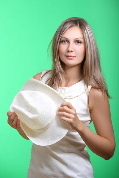 Krásná dívka s kloboukem — Stock fotografie