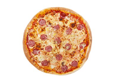 Pizza beyazda izole.