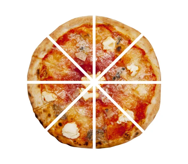Pizza beyazda izole.