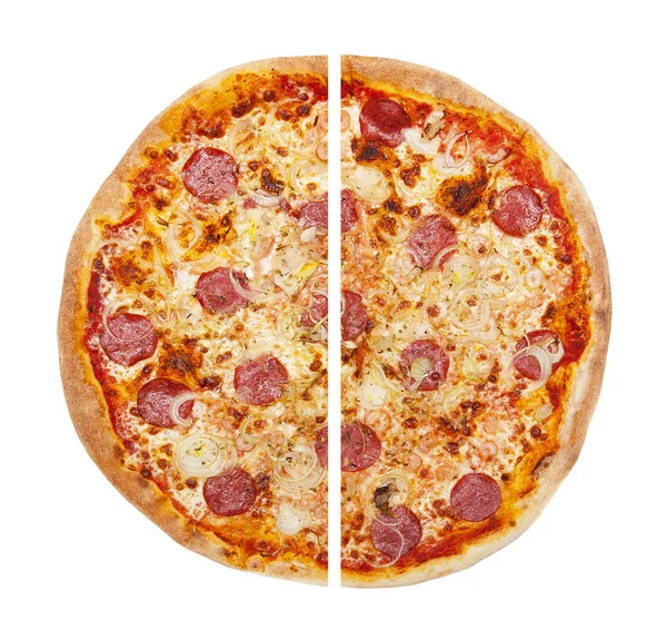 Pizza beyazda izole.