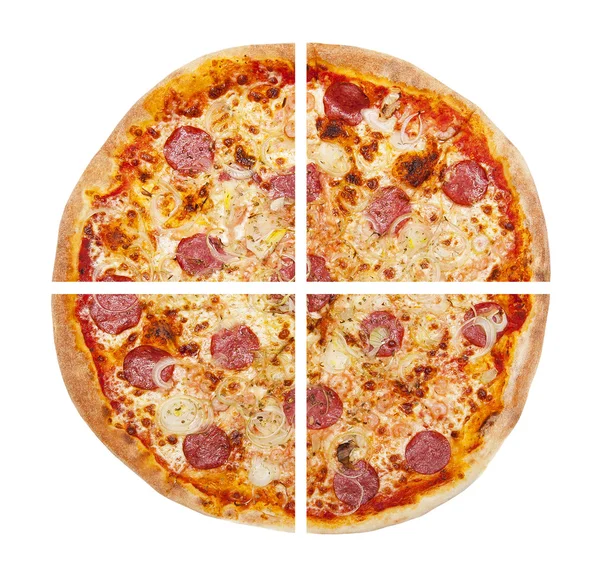 Pizza beyazda izole. 