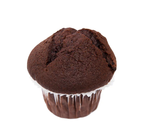 Muffin de chocolate aislado en el fondo blanco — Foto de Stock