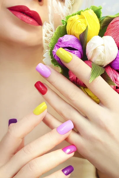 Colorato bouquet manicure  . — Foto Stock