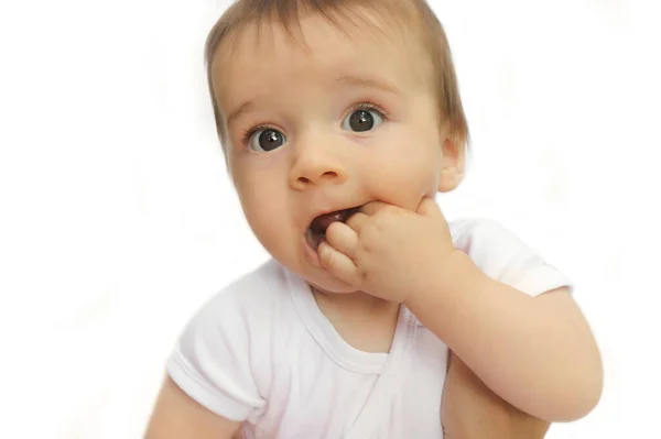 Niño Divertido Sobre Fondo Claro —  Fotos de Stock