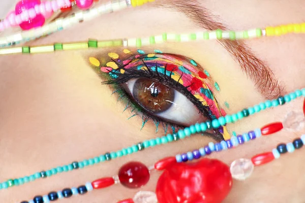 Creative Spotty Eye Makeup Close — Stock Photo, Image