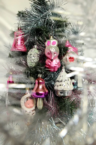 Різдвяне Скло Santa Claus Snow Maiden Іграшки Років — стокове фото