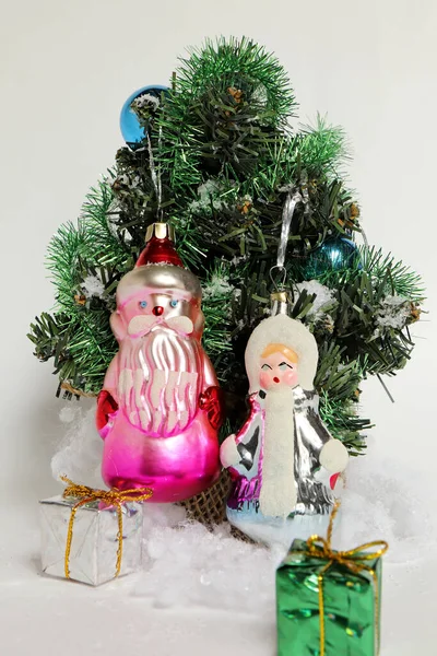 Vidrio Navidad Santa Claus Snow Maiden Juguetes Los Años — Foto de Stock