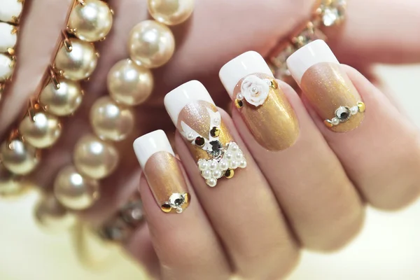 Pearl French manicure. — Stock Photo, Image