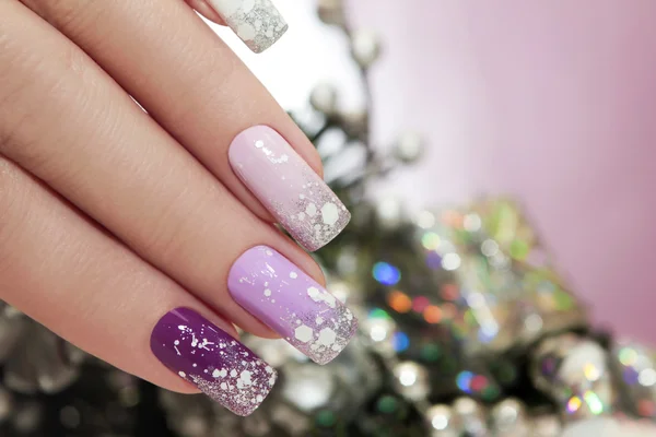 Manicure with snowflakes. — Stock Photo, Image