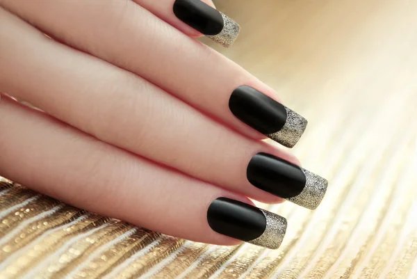 Manicure francese nera . — Foto Stock