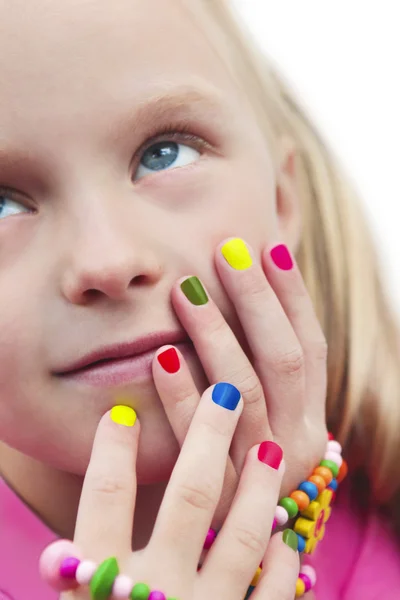 Children's multicolored manicure. — Stock Photo, Image