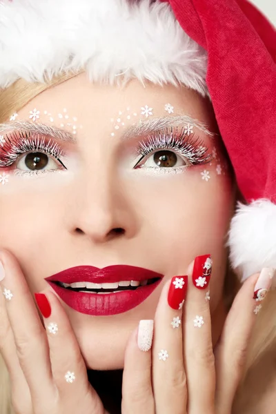 New year's manicure and makeup. — Stock Photo, Image