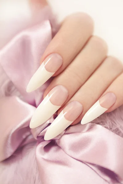 Long French manicure. — Stock Photo, Image