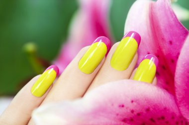 Renkli Fransız manikür.