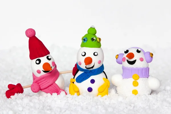 A coleção de bonecos de neve de plasticina . — Fotografia de Stock