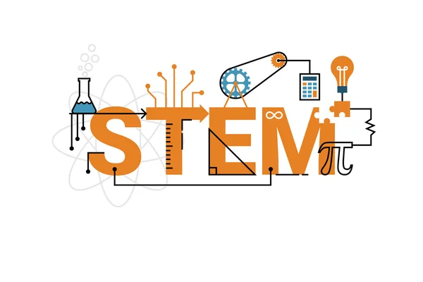 STEM palabra tipografía diseño — Vector de stock