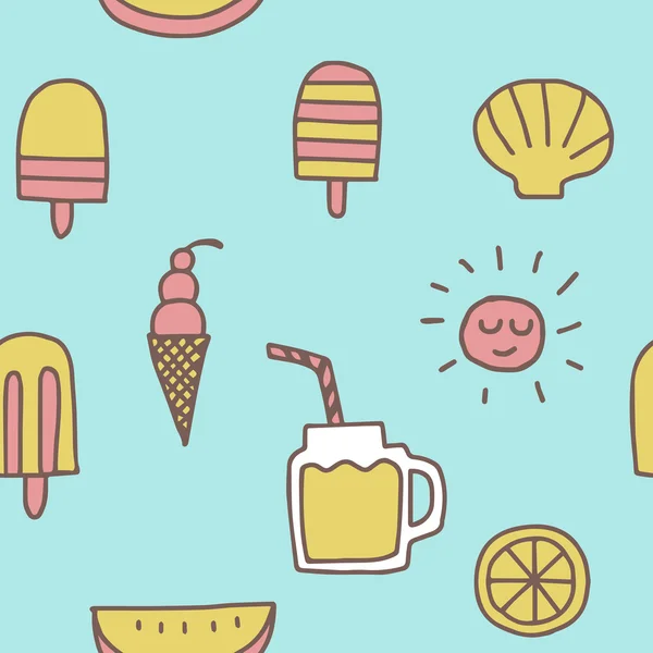 Iconos de verano sin costuras patrón de fondo — Archivo Imágenes Vectoriales