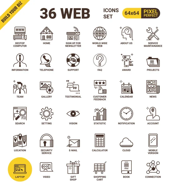Web píxel universal iconos de línea perfecta — Archivo Imágenes Vectoriales
