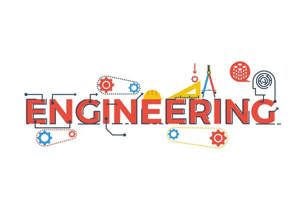 Ilustración palabra ingeniería — Vector de stock