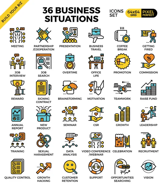 Business situations icons — Stock Vector