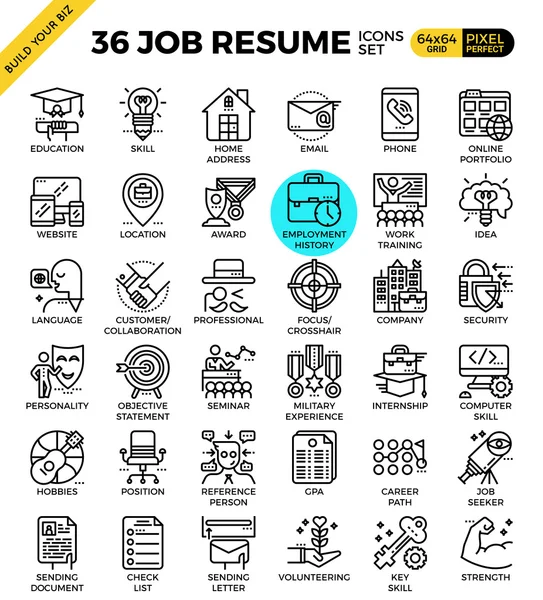 Иконки Job Resume — стоковый вектор