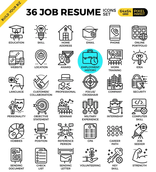 Ícones de currículo de trabalho —  Vetores de Stock