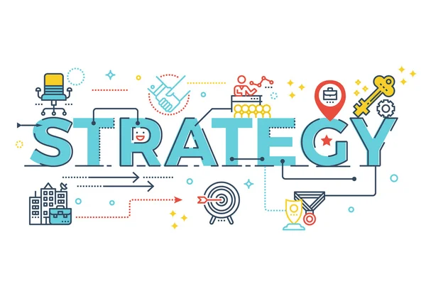 Stratégia szó betűk — Stock Vector