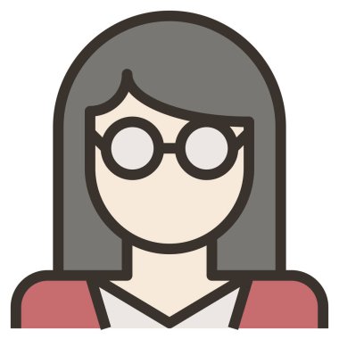 Web için kadın simgesi, gözlüklü kadın avatar, vektör 