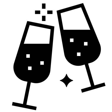 köpüklü şarap yassı ikonu, vektör illüstrasyonu 