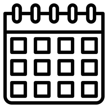 Takvim düzlüğü simgesi, vektör illüstrasyonu 