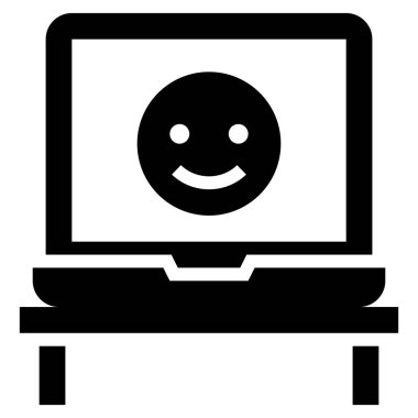 Çalışma masasındaki dizüstü bilgisayar, ofis masası, vektör 