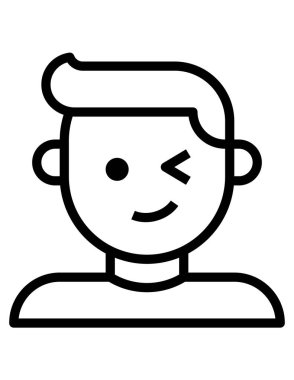 Adam gülümser ve göz kırpar, yüz avatarı, vektör 