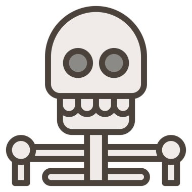 iskelet kafatası düz simgesi, vektör illüstrasyonu