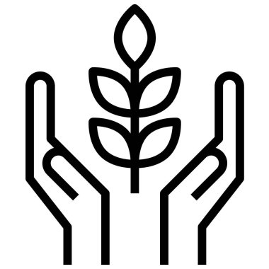 Eller ve bitki düz simgesi, vektör illüstrasyonu 