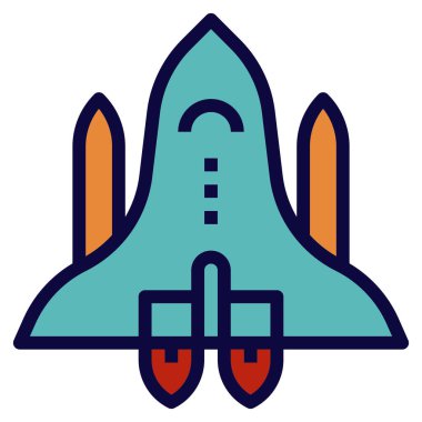 uzay gemisi düz simgesi, vektör illüstrasyonu 