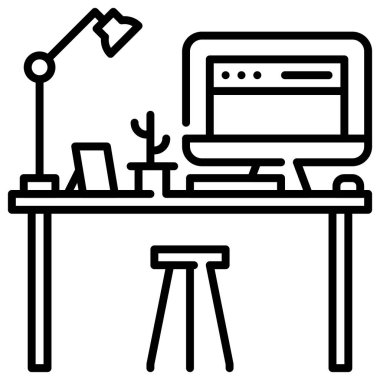 çalışma masası, ofis masası, vektör 