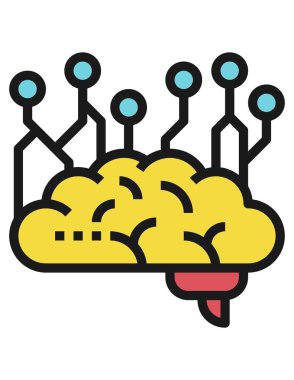 Beyin düz simgesi, vektör illüstrasyonu işleniyor 