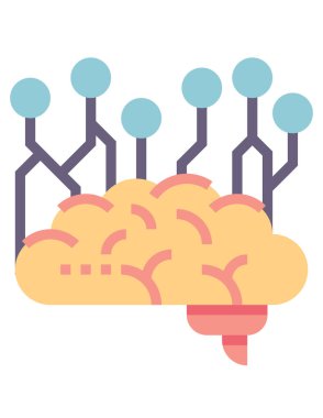 Beyin düz simgesi, vektör illüstrasyonu işleniyor 