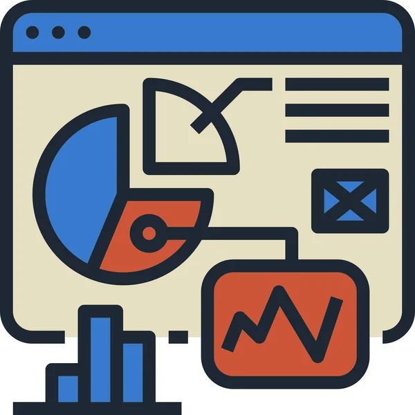 Webb Trafikanalys Diagram Rapport Sammanfattning Vektor Illustration — Stock vektor