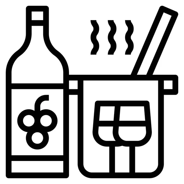 Wein Und Getränke Vektor Line Symbol — Stockvektor