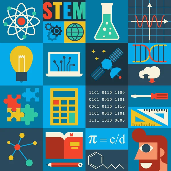 Illustration Enseignement Des Stim Dans Concept Des Sciences Appliquées — Image vectorielle