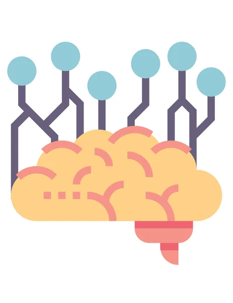 Обработка Иконки Плоского Мозга Векторная Иллюстрация — стоковый вектор